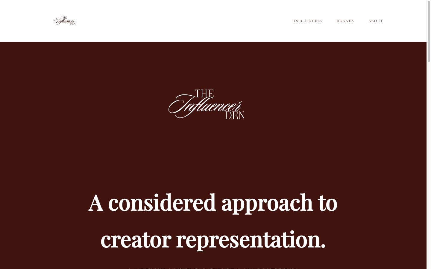 The Influencer Den homepage
